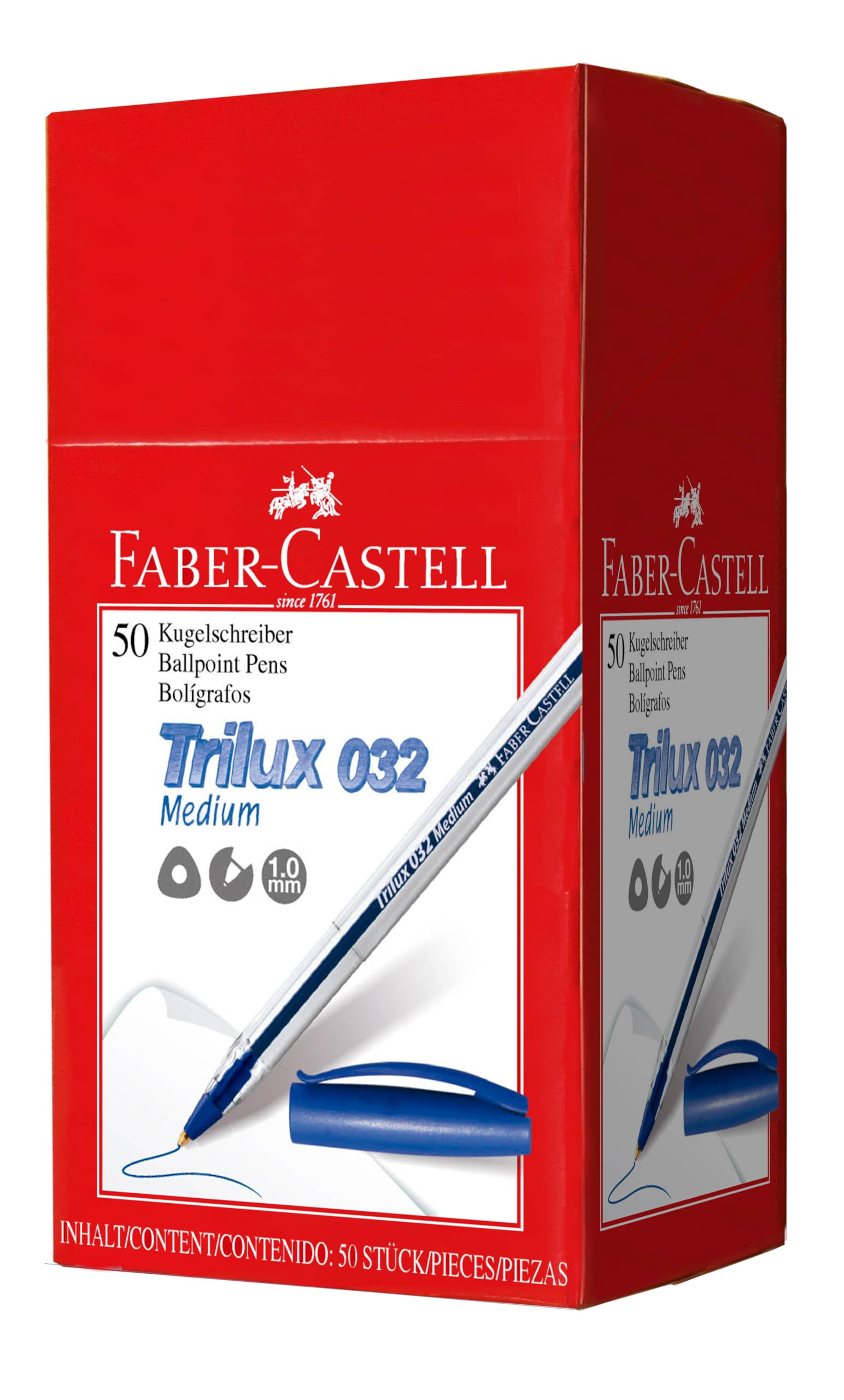 SG Education F813251 Faber Trilux Ballpoint Pen, Blue (Pack of 50)