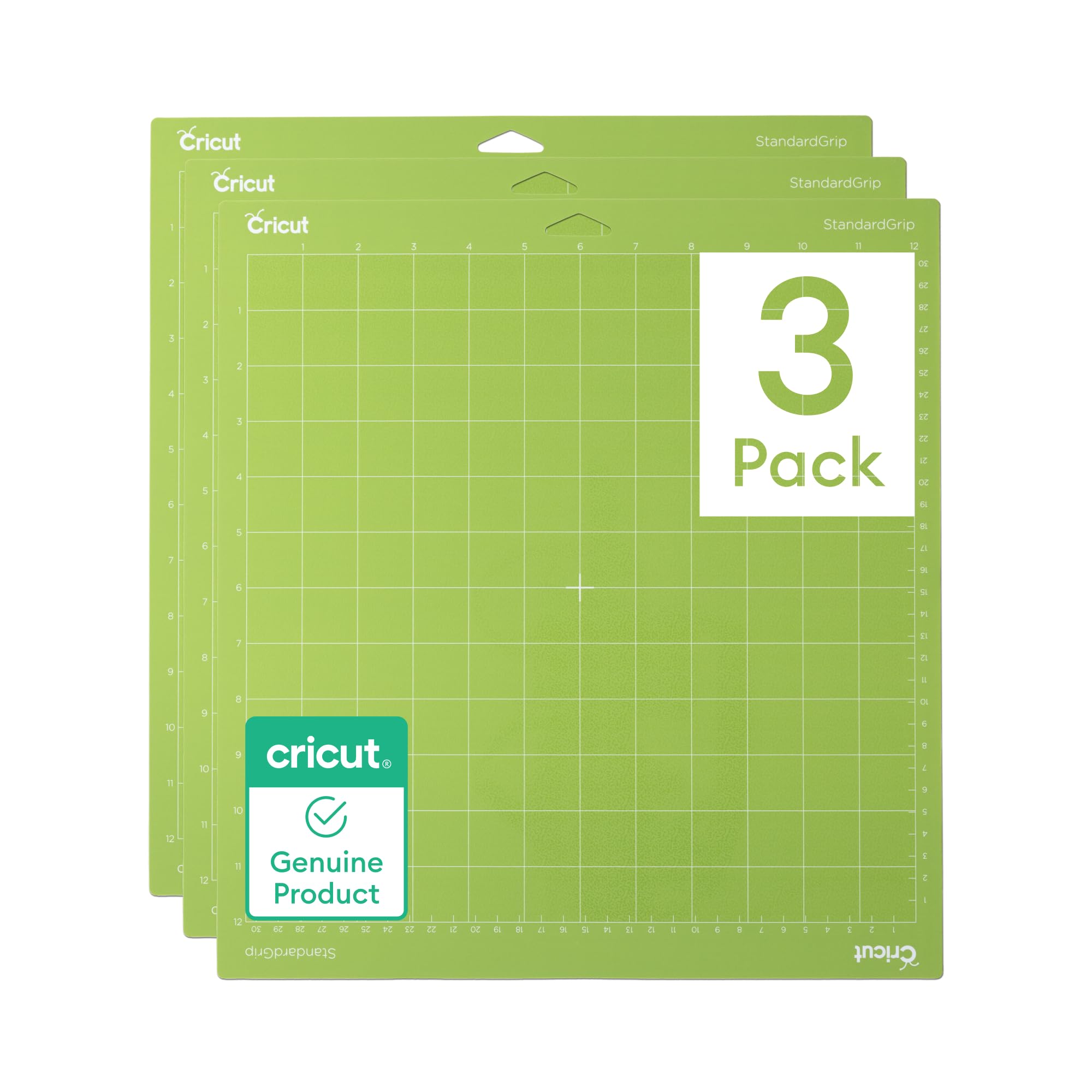 Cricut Standardgrip Cutting Mat 12X12 3 Pack AMZ, Green, 12" x 12"