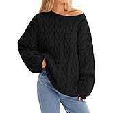 Cicy Bell Womens Oversized Cable Knit Sweaters Long Sleeve Crewneck Chunky Loose Fit Pullover Tops
