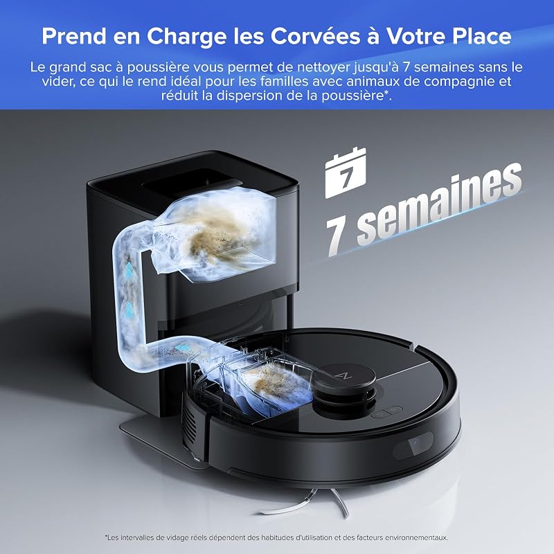 Q7 L5+ Set Aspirateur Robot Laveur avec Station, 8000 Pa