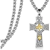 Tiaxiemo Cross Necklace Men 925 Sterling Sliver Holy Spirit Necklace Catholic Jewelry Gifts for Men Women