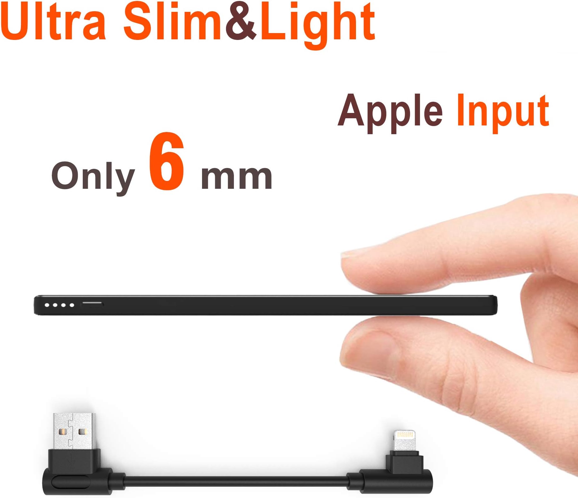 TNTOR 5000mAh Power Bank- Wallet & Pocket Sized Power Card Fast Charge Ultra slim Power Bank with Charge Cable for iPhone Airpods