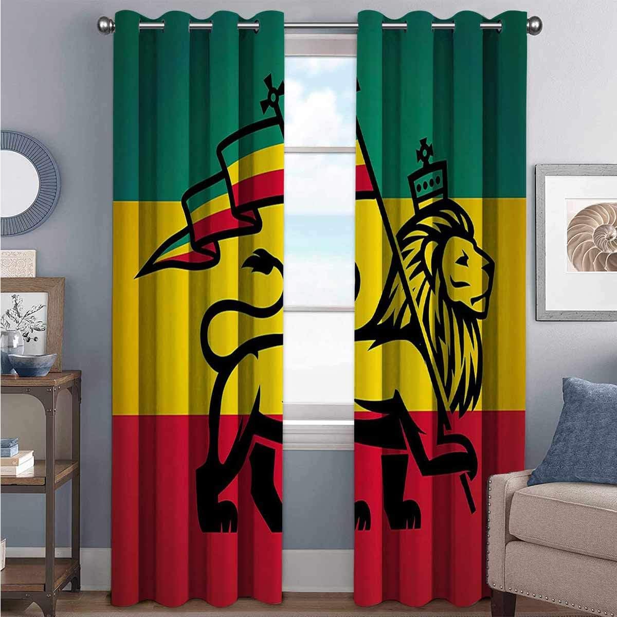 Rasta Shading - Cortina aislada con diseño de león Judah con bandera de