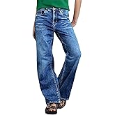 Flamingals Wide Leg Jeans for Women Mid Rise Baggy Wash Denim Trouser Jeans