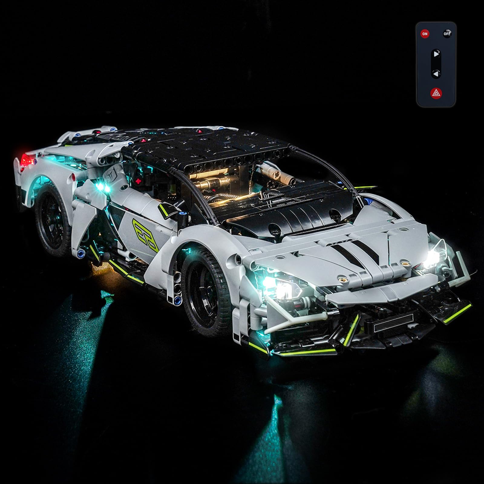 LocoLee RC Led Light Set Compatible with Lego 42214 Lamborghini Revuelto Super Sports Car Led Decoration Lighting Kit Compatible with Lego 42214 Building Blocks Model,Only Lights Set,No Model