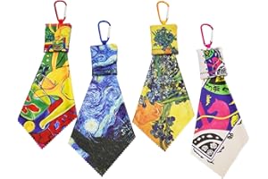 YCCHN 4Pcs Glasses Cleaning Cloth,Microfiber Cleaning Cloths,Lens Cleaning Cloth for World Classic Art Collection,Pouch&Clip-On&Washable,for Eyeglasses,Screens,Sunglasses,Camera Lenses (Colorful)