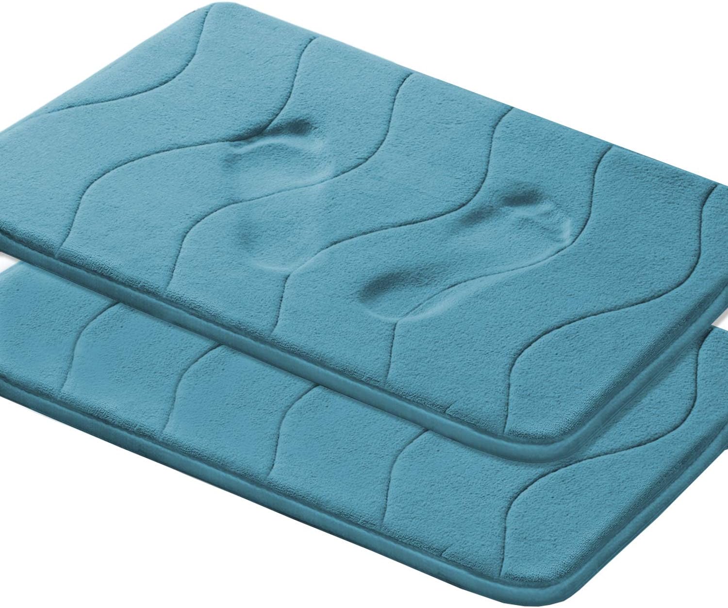 Dark Teal Bathroom Rug Set Ultra Soft Floor Mats Tufted
