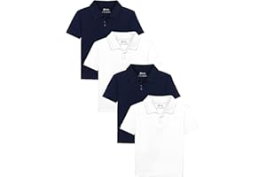 Poroka 4 Pack Boys Children's Cotton Short Sleeve Polo Shirts Solid Boys School Uniform Polo Short Sleeve