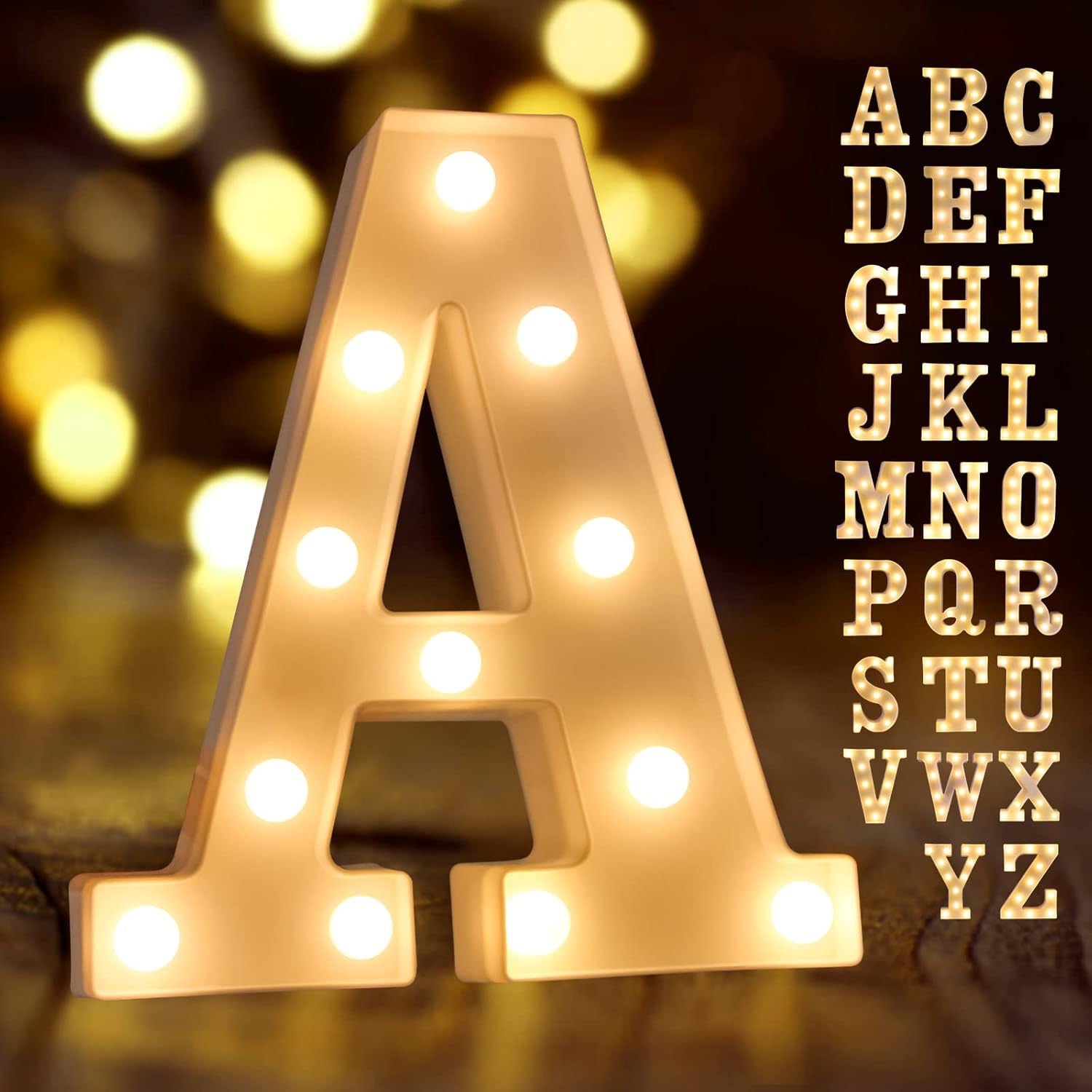 String Lights - Light Up Letters, Laerjin Marquee Letters with Lights, Decorative Led Light Up Number, Light Up Number Sign for Night Light Wedding Birthday Party Christmas Home Bar - Letter Lights-A
