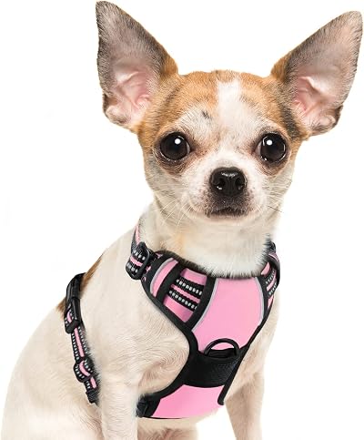 Eagloo Small Dog Harness Adjustable Front Back Clip No Pull Pink S