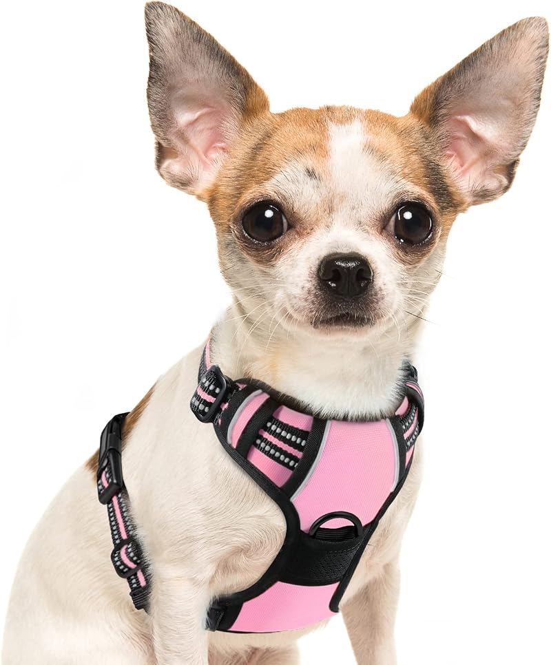 Eagloo Small Dog Harness Adjustable Front Back Clip No Pull Pink S