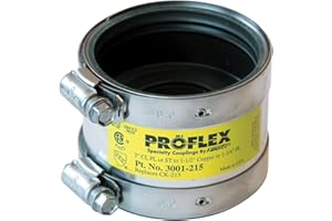 Fernco PROFLEX P3001-215 Shielded Pipe Coupling for Cast Iron, Plastic, or Steel to Copper Plumbing Connections