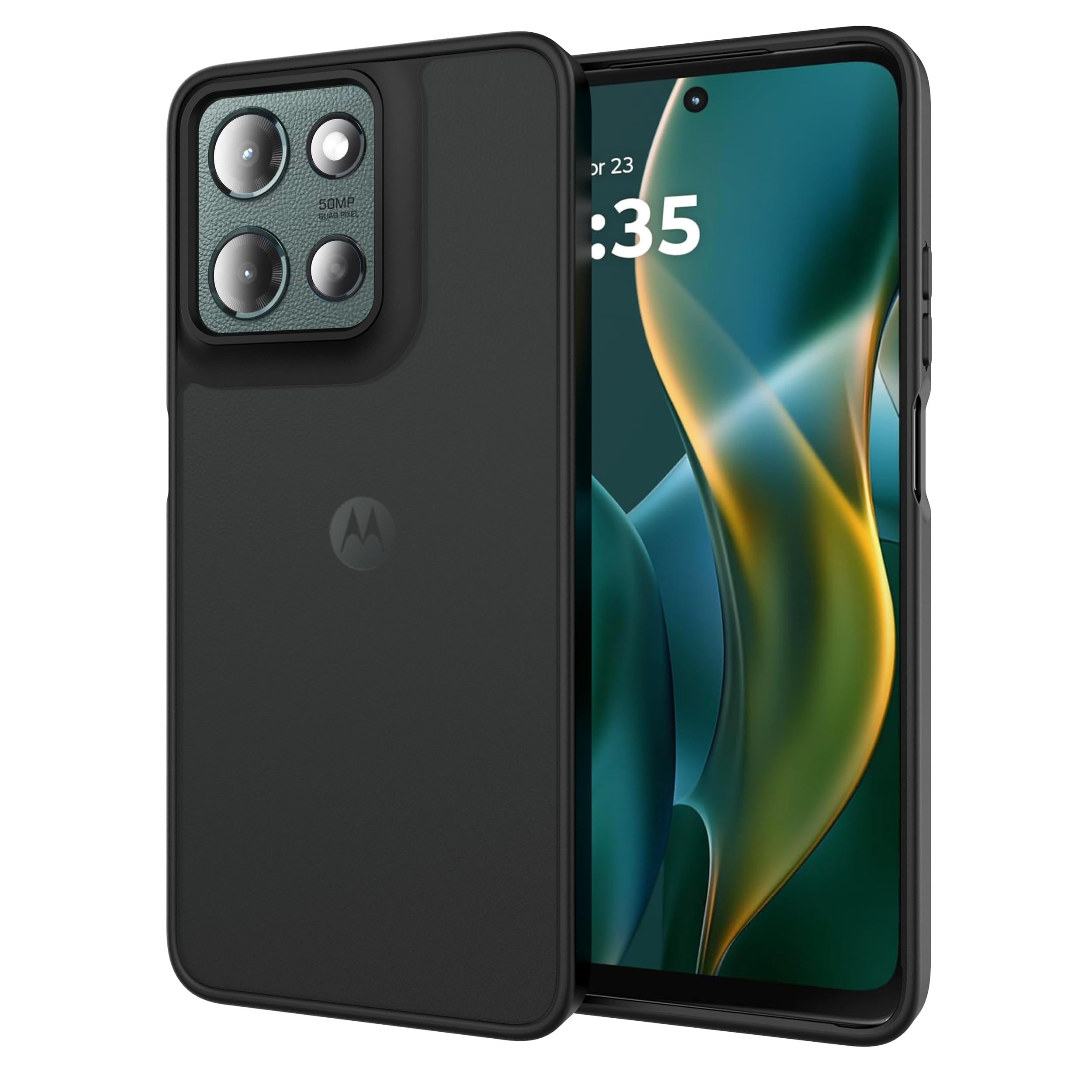 Photo 1 of Dynippy Skin-Feel Phone Case for Motorola Moto G 2025 - Slim Semi-Translucent Frosted Hybrid TPU/PC Cover with Raised Screen & Anti-Fall Shockproof Protection (Black, Moto G 2025)