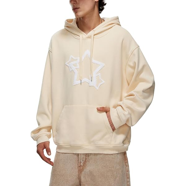 Iwing Unisex Star Graphic Hoodie – Oversized Acid Wash Pullover | Heavyweight Fleece, Y2K Style | Men's & Women's Casual Streetwear For Fall/Winter