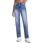 ONESO Straight Leg Jeans for Women High Waist Stretchy Women's Boyfriend Jeans Relaxed Fit Denim Pants