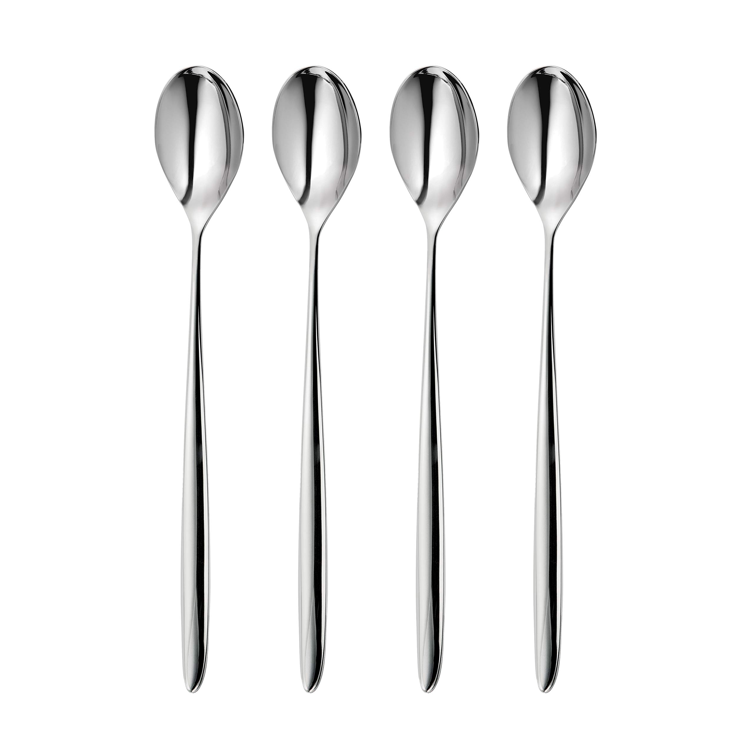 Robert Welch Hidcote Bright Long Handled Spoon, Set of 4. Suitable for Latte, jam and ice Cream. Made from Stainless Steel. Dishwasher Safe.