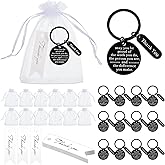 Yinkin 12 Sets Employee Appreciation Gifts Bulk for Coworkers Keychains Organza Bags with Cards for Staff Christmas Favors(Black)