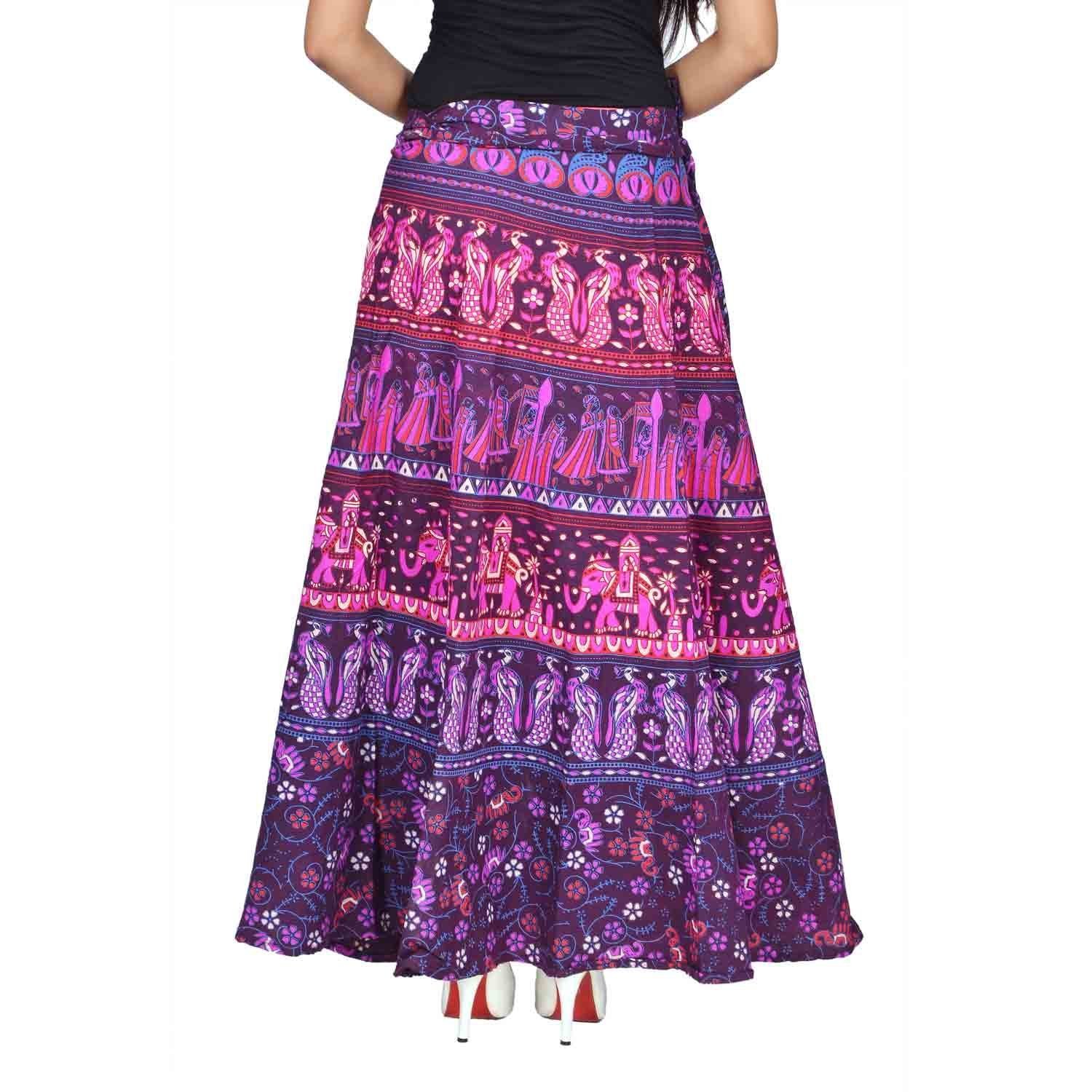 modern kart women's 100% pure cotton wrap around skirt with elegant print.