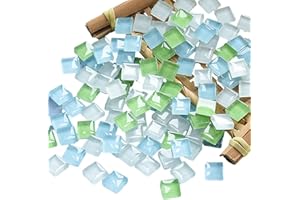 PINUO&KE Mosaic Tiles 225 Pieces / 200 g Pack of Crystal Glass Mosaic Mosaic Tile Supplies for Home Decoration, DIY Crafts, Plates, Picture Frames, Flowerpots – 1x1 cm Square Tiles (Sprout)