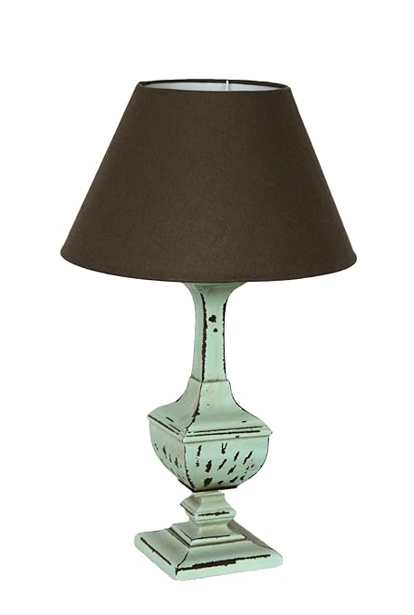 Lampada Da Appoggio Da Tavolo Verde Con Paralume Marrone