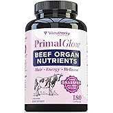 Beef Organ Supplement for Women | Grass-Fed, Pasture-Raised New Zealand Bovine | 7 Organ Extracts with Liver, Heart, Kidney, Bone Marrow & More Energy, Digestion & Skin Support Primal Glow 30 Servings