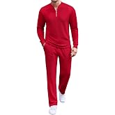 COOFANDY Men's 2 Piece Tracksuit Set Polo Athletic Sweatsuit Quarter Zip Jogging Long Sleeve Casual Sports Outfits