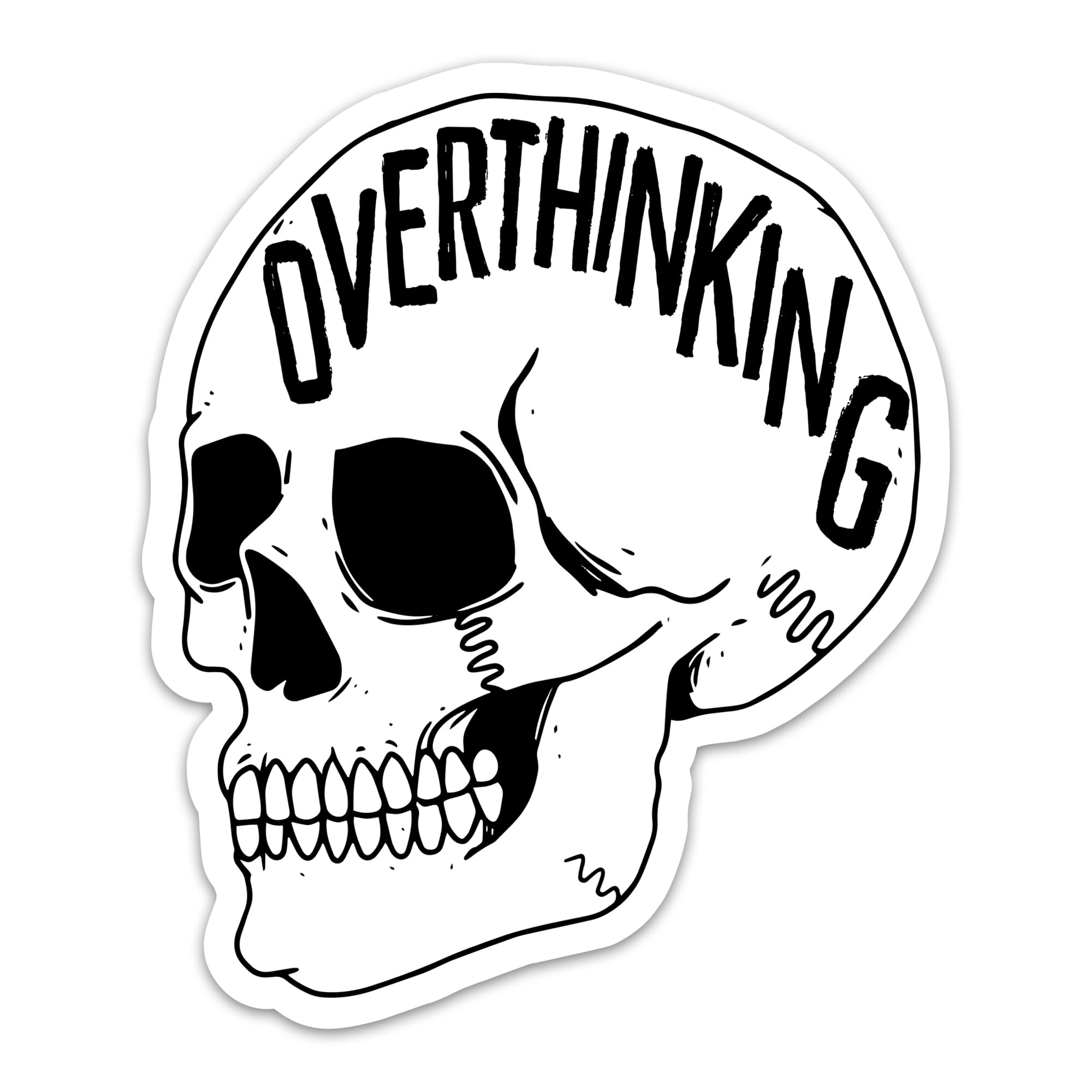 Photo 1 of (3PCs) Overthinking Funny Quotes Sticker, Mental Health Skeleton Stickers for Adults Teen Kids, Skull Waterproof Vinyl Stickers for Water Bottle Laptop Phone Case Kindle (3 Inches)