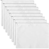 8 Pack Blank Canvas Makeup Bag, White 12 x 9 Inch Zipper Pouch Multipurpose Cosmetic Bag for DIY, Travel Organizer, Stationery Storage