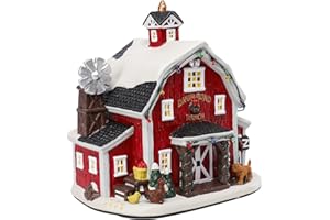 Wonder Solar Gingerbread Christmas Village Houses Multicolored Decorations 7.7", Christmas Battery Drummond Ranch Village Sets Ceramic Holiday Home Decor