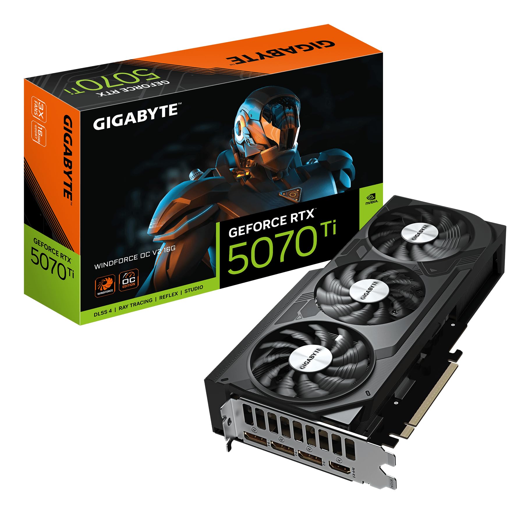 Gigabyte GeForce RTX 5070 Ti WINDFORCE OC V2 16G Grafikkarte - 16GB GDDR6, 256bit, PCI-E 5.0, 2497 MHz GPU-Takt, 3 x DisplayPort, 1 x HDMI, GV-N507TWF3OCV2-16GD