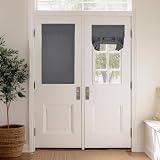 PONY DANCE French Door Curtain Thermal Blackout 26x69 No-Drill Tie-Up