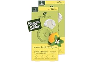 Enviroscent Non-Toxic Air Freshener Refills (Lemon Leaf & Thyme) Plug-in Air Freshener for Home | Essential Oil Plug In Refills | Home Fragrance Last Over 90 Days | 2 Liquid Less Scent Pod Refills