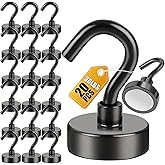 DIYMAG Magnetic Hooks for Refrigerator, Extra Strong Cruise Hook, Heavy Duty Earth Magnets with Hook for Hanging, Magnetic Hanger for Cabins, Grill (20P-Black)