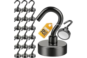 DIYMAG Magnetic Hooks for Refrigerator, Extra Strong Cruise Hook, Heavy Duty Earth Magnets with Hook for Hanging, Magnetic Hanger for Cabins, Grill (20P-Black)