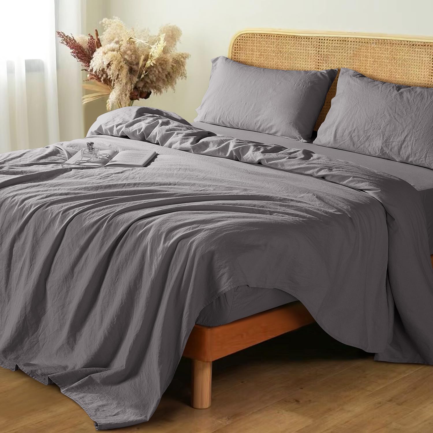 Shilucheng 100% French Linen Sheets - Full Size Bed