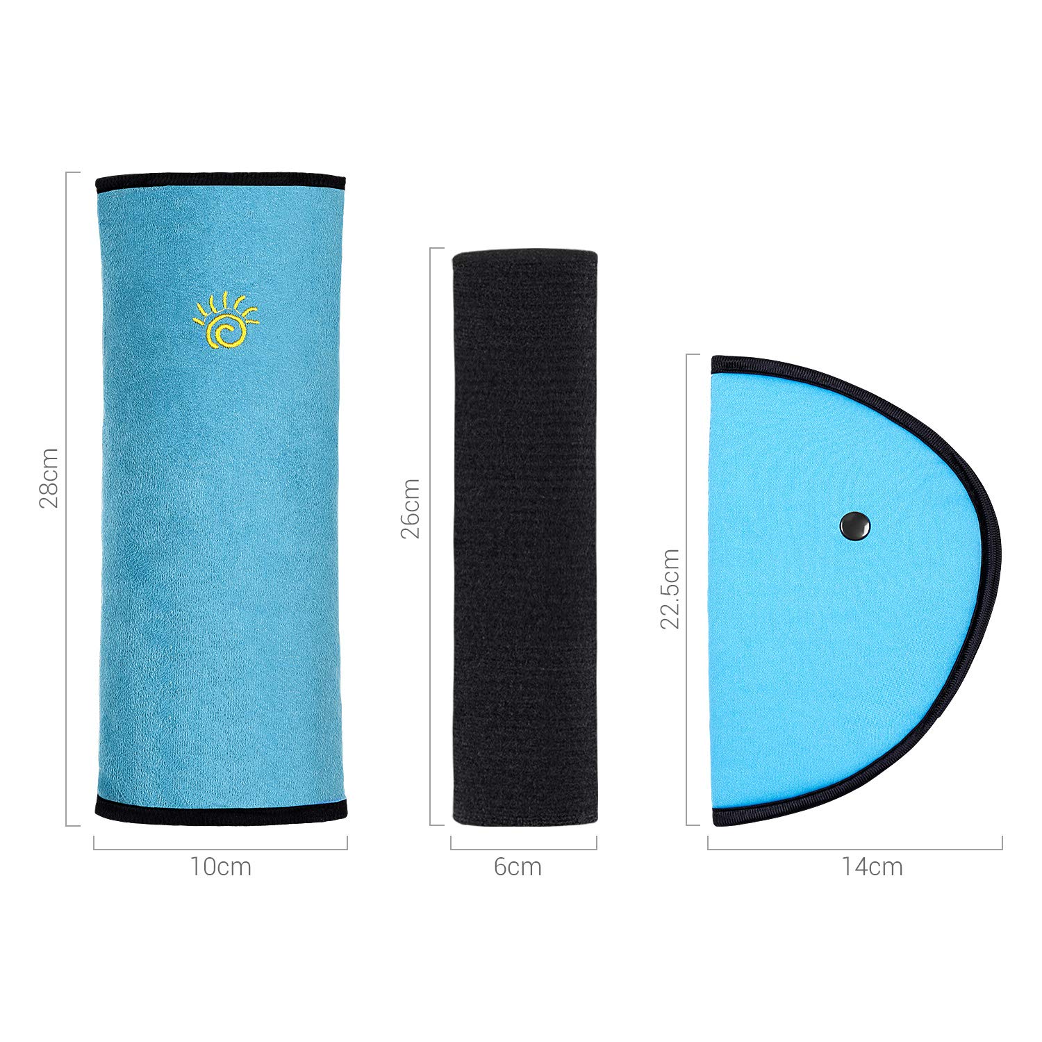 Car Seat Belt Pillow, Elegear [3 Pack] Comfortable Soft Seat Belt Cover Pads, Ergonomic Breathable Cotton Head Support Shoulder Protection Cushion for Baby, kid, Adult - Blue