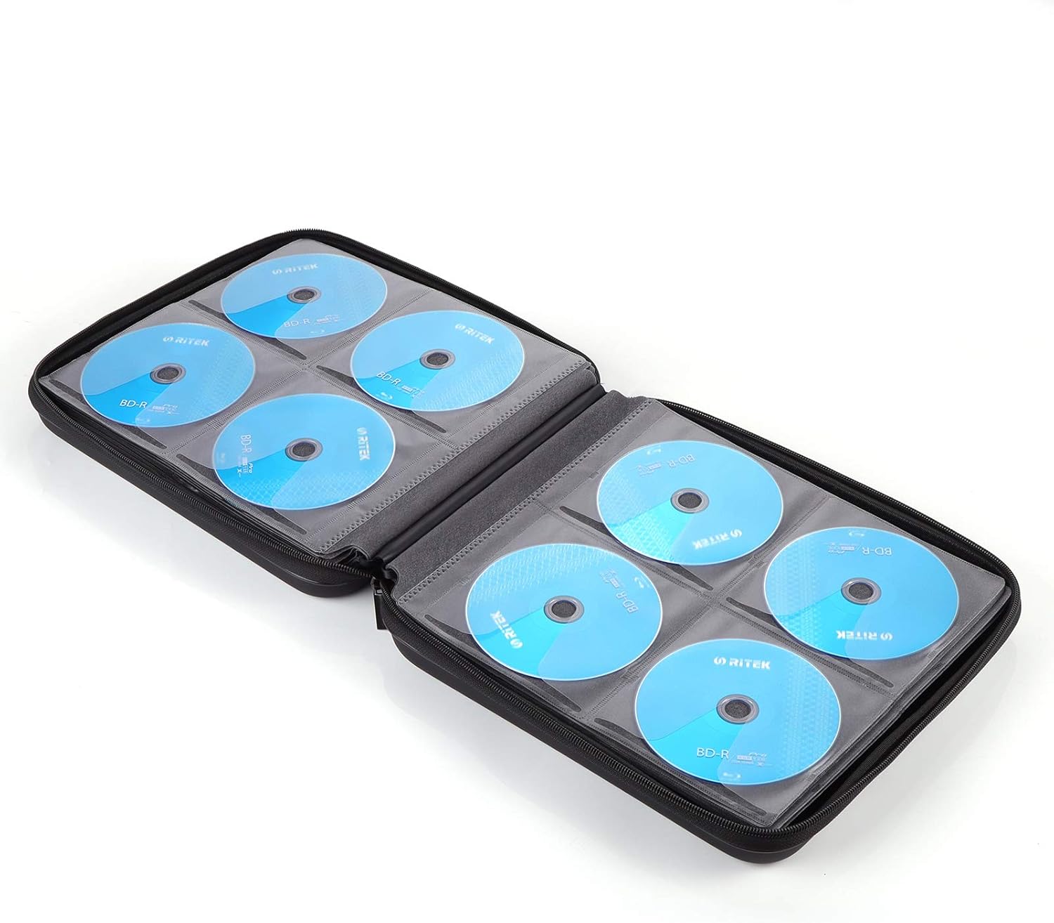 alavisxf xx CD Case, 192 Capacity EVA Protective Blu-ray DVD Case Portable Zipper CD Case Holder Disc Storage Organizer Wallet Bag for Car Home Travel (192 Capacity, Black192): Automotive