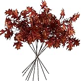 MISSPIN Artificial Fall Oak Tree Leaves Stems 8 PCS, Fall Decorations for Indoor Outdoor Halloween Thanksgiving Farmhouse Arrangement Decorations for Front Door Wedding Centerpieces in Autumn