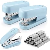 WORKPRO Mini Stapler with Staples, Blue Stapler with Remover, 2000 Staples | Small Stapler Set, Standard Staples, Lock Design, Non-Slip Base - Staplers for Desk, Classroom, Office