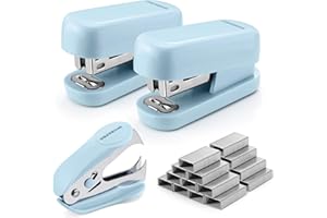 WORKPRO Mini Stapler with Staples, Blue Stapler Set Includes Two Small Staplers, One Staple Remover, 2000 Standard Staples, Lock Design, Non-Slip Base - Staplers for Desk, Classroom, Office