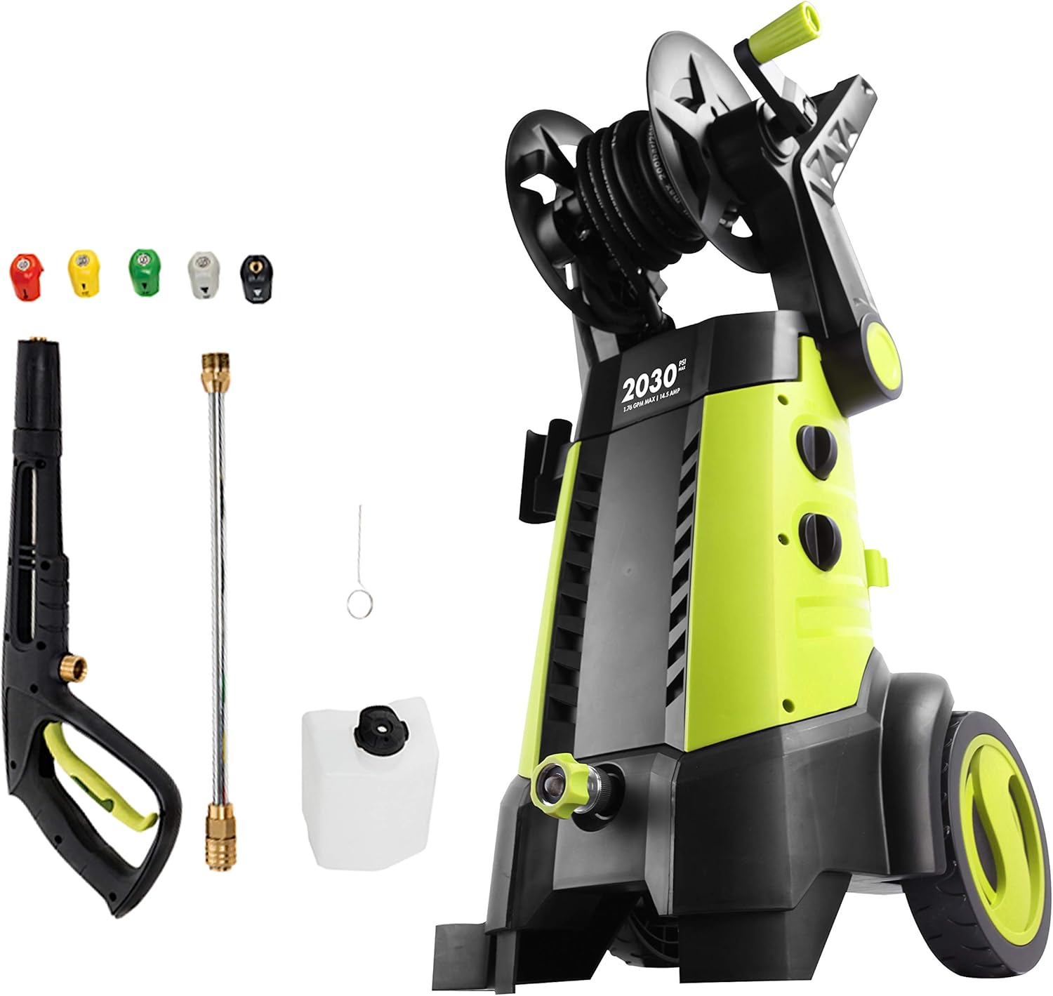 Sun Joe SPX3001 2030 PSI 1.76 GPM 14.5 AMP Electric Pressure Washer with Hose Reel, Green : Garden & Outdoor