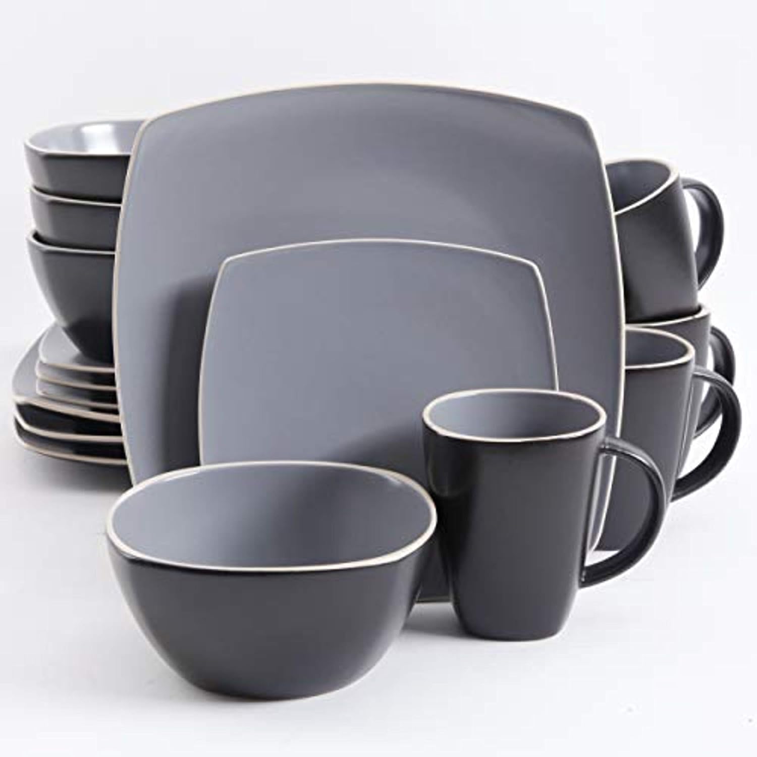 Gibson Elite Dinnerware Set, Soho Lounge Matte Square, Gray