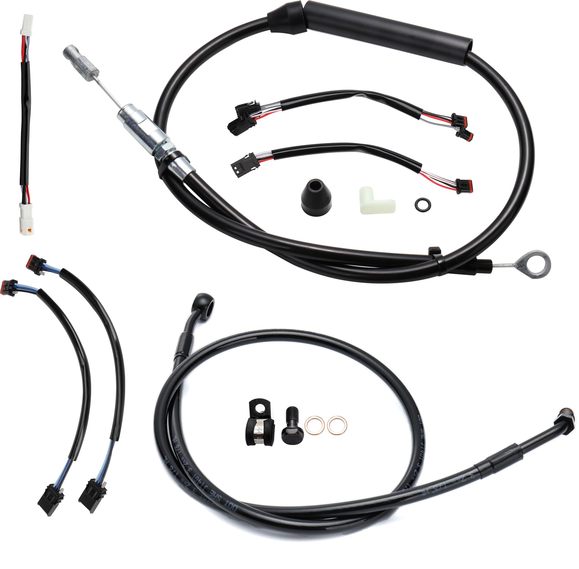 Photo 1 of ***(MISSING CABLE PARTS- SELLING AS PARTS ONLY)*** 
 -MoKitDora Softail 16" Handlebar Brake Line Clutch Cable Electronic Throttle by Wire CAN-Bus Turn Signal Wiring Harness for 2018-2024 Harley Models with ABS, Black