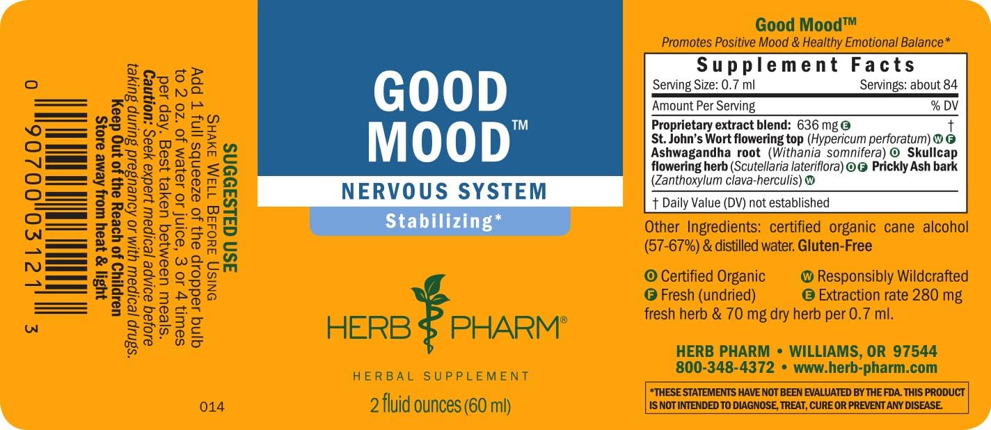 Herb Pharm Good Mood Liquid Herbal Formula with St. John's Wort for Healthy Emotional Balance - 2 Ounce: Health & Personal Care