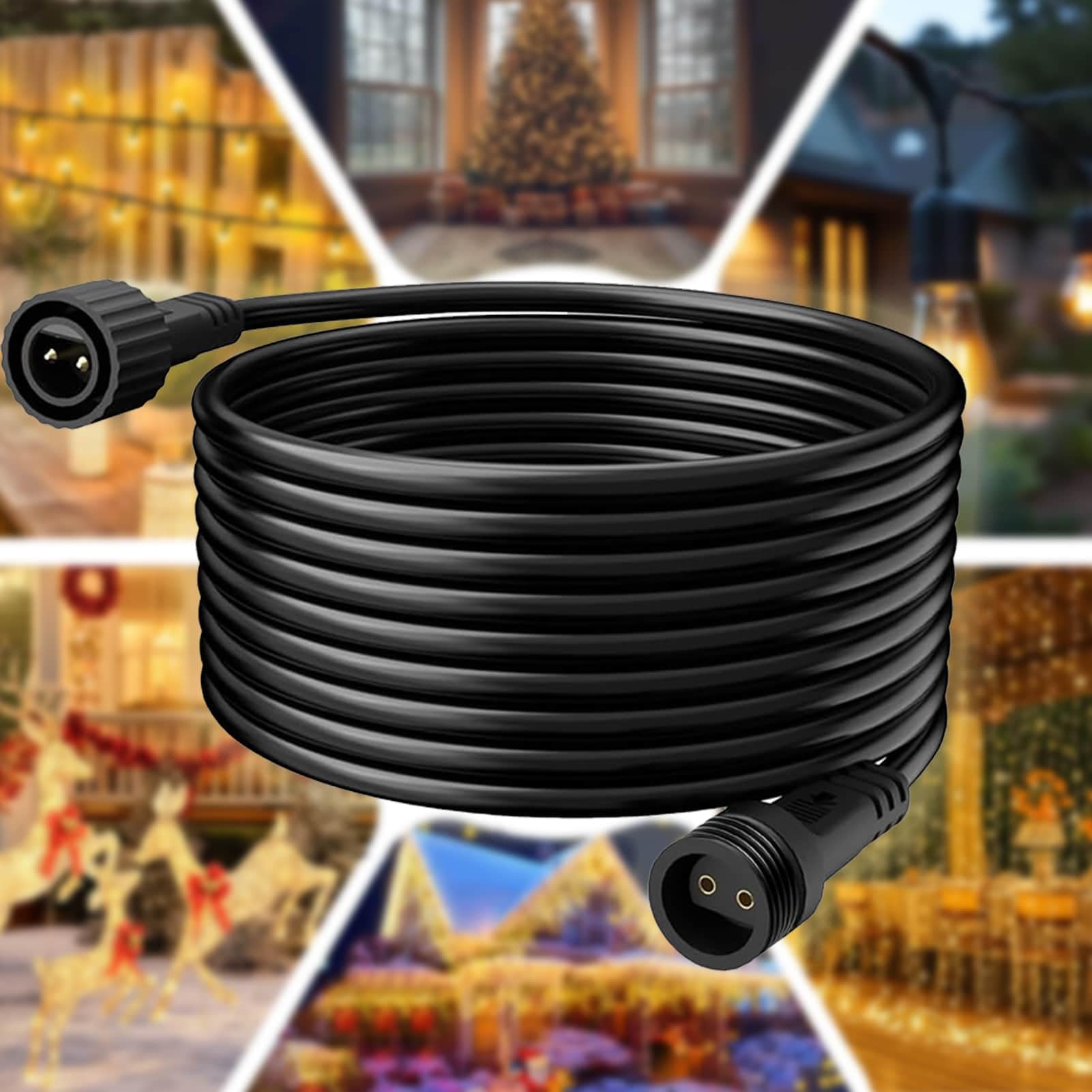 Joycome 6m 2 Pin String Lights Extension Cord IP65 Waterproof Christmas Lighting for Ball Lights Garden Lighting Curtain Lights