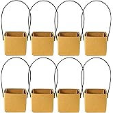 20Pcs Square Succulents Wraps Gift Bags Kraft Paper Succulent Decoration Sleeve Succulent Gift Baskets with Plastic Handle Plant Gift Box Fits 3 Inch Pots for Home Decor Gift Party Wedding Favor