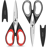 Kitchen Shears, iBayam 2-Pack Kitchen Scissors Heavy Duty Meat Scissors, Dishwasher Safe Cooking Scissors, Multipurpose…