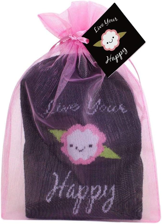 Toe Talk LIVE YOUR HAPPY Non Slip Grip Socks, Women’s Sizes 5-8 UK, Bamboo Derived, Ideal for Pilates Yoga & Mindful Practice