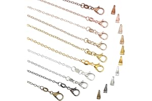 PP OPOUNT 50 Pack 18 inch Necklace Chains, Bulk Cable Chain with 50 Pieces Pinch Clasp Bails for Jewelry Making(10 Colors/ 1.8mm)