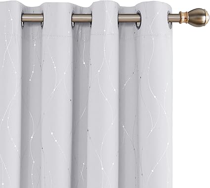 Amazon Deconovo 遮光グロメットカーテン パティオドア用 長さ95インチ 2枚セット 波型ドット模様付き遮光カーテン 52 X 95インチ グレーイッシュホワイト 2パネル カーテン オンライン通販